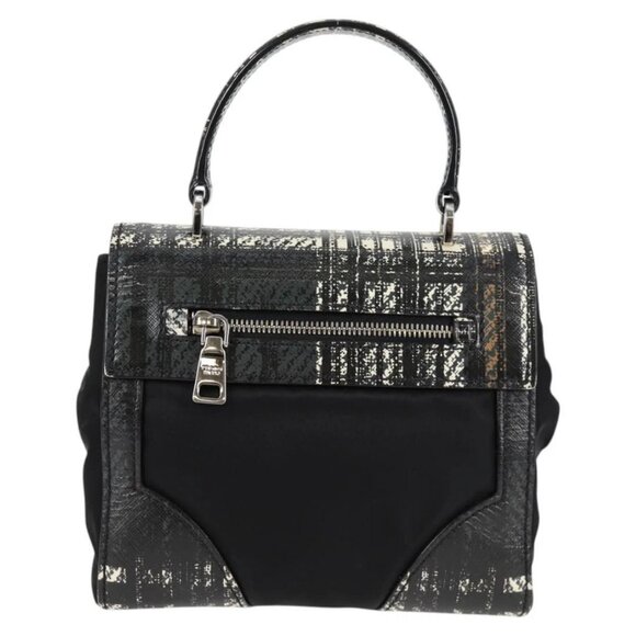 PRADA Hand Bag Nylon Leather 2way Black Silver Auth 116542AM - Picture 2 of 16
